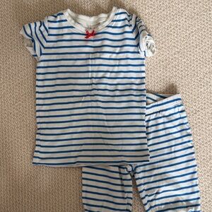 Mini Boden Blue and White Striped Pajama Set